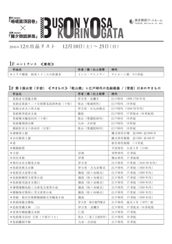 2016年12月出品リスト 12月10日