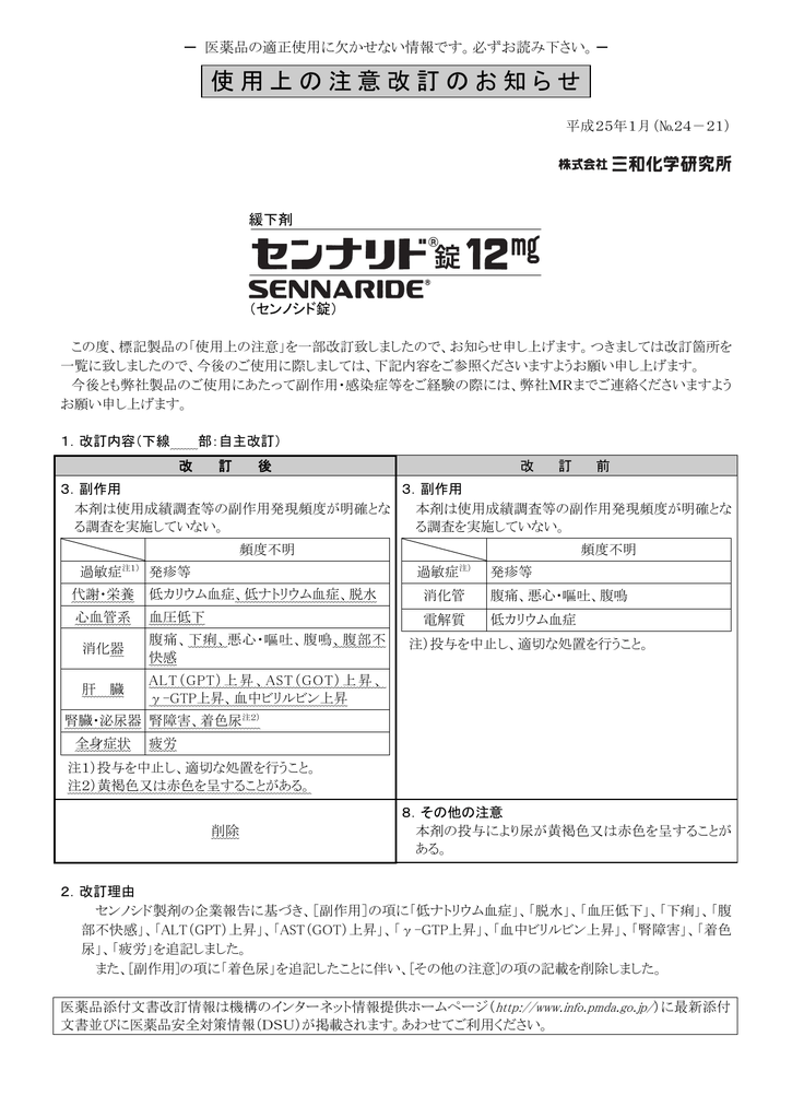 センノシド 腹痛