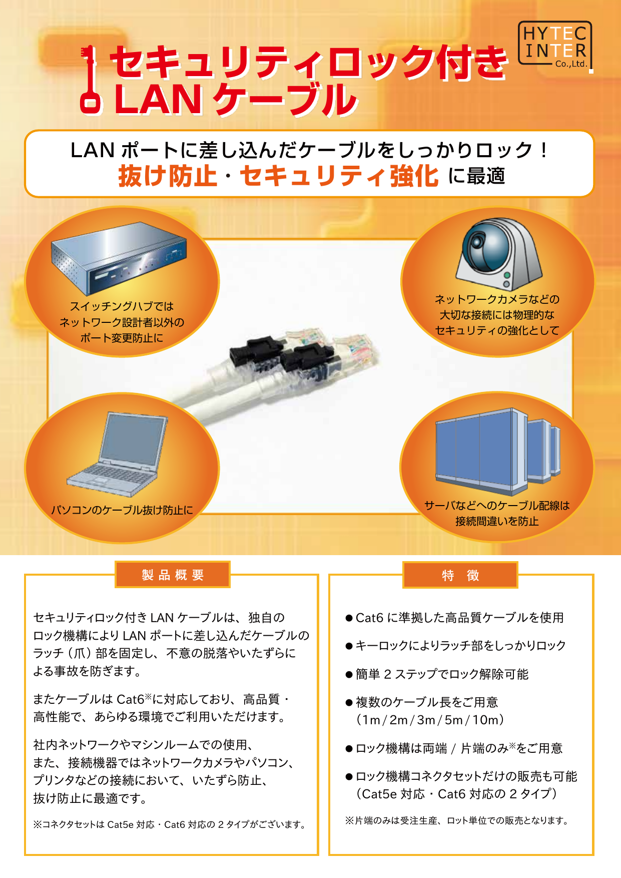 セキュリティロック付き LAN ケーブル