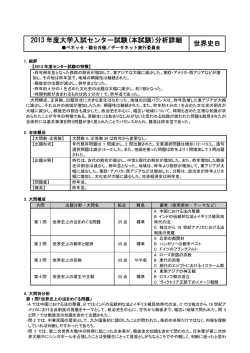 2013 年度大学入試センター試験(本試験)分析詳細 世界史B