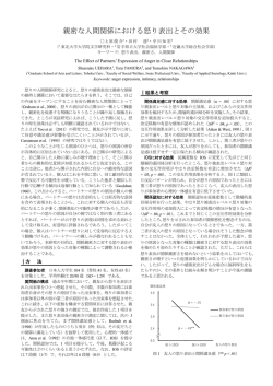 親密な人間関係における怒り表出とその効果