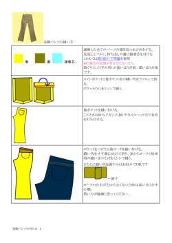 美脚パンツの縫い方 表 裏  接着芯 裁断した全てのパーツの端をほつれど