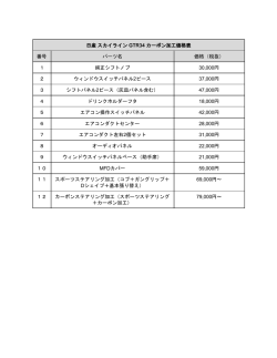 日産スカイライン GTR34 カーボン加工価格表 番号 パーツ名 価格（税抜