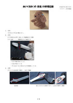 ぬいぐるみ（犬・茶色）の修理記録