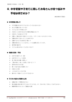 Q.中学受験や子育てに関してお母さんが持つ悩みや 不安は何ですか？