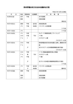 欧州評議会地方自治体会議参加日程