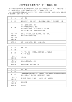 いわき市産学官連携アドバイザー一覧表（50 音順）