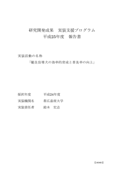 研究開発成果 実装支援プログラム 平成25年度 報告書