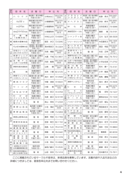 ここに掲載されているサークルや団体は、新規会員を募集しています