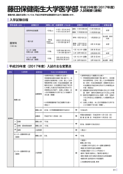 藤田保健衛生大学医学部平成29年度（2017年度）