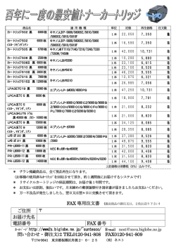 FAX 専用注文書 ご住所 お届け先名 電話番号 FAX 番号