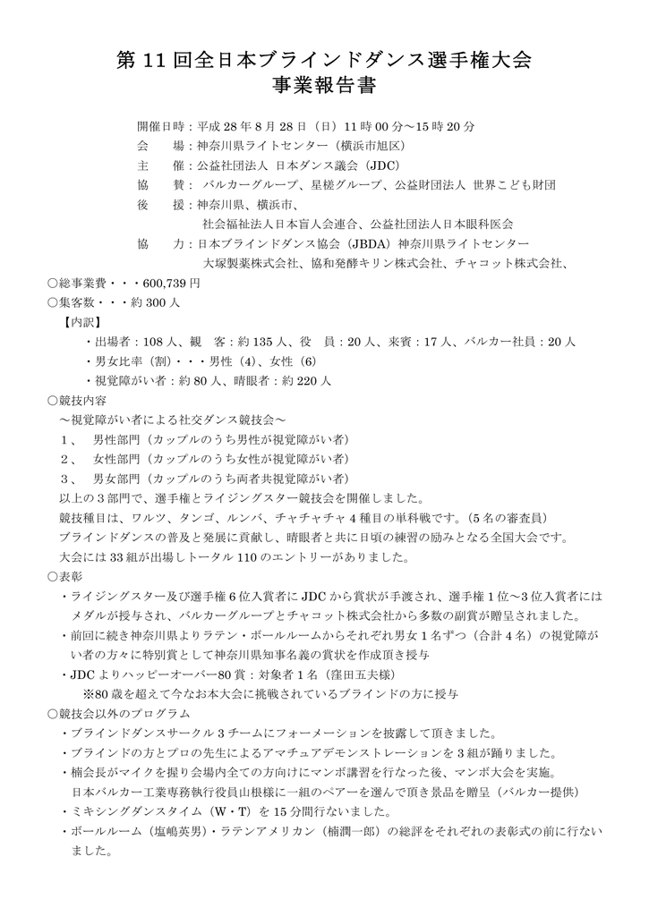 第 11 回全日本ブラインドダンス選手権大会 事業報告書