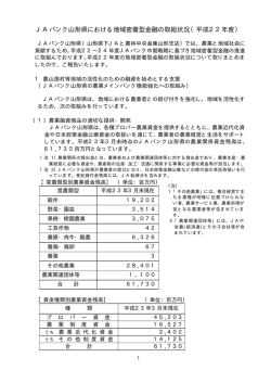 JAバンク山形県における地域密着型金融の取組状況（平成22年度）