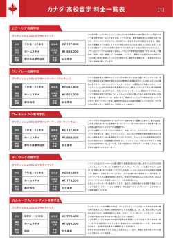 留学費用の料金表 - 金沢留学センター