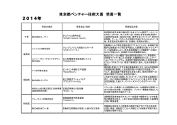 2014年 東京都ベンチャー技術大賞 受賞一覧