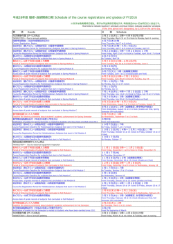 平成28年度 履修・成績関係日程 Schedule of the course registrations