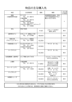 物品の主な購入先 - 各学校のホームページ