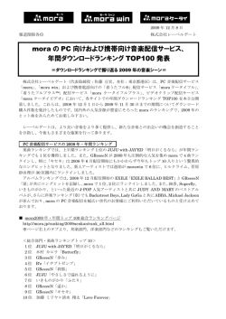 2009年・mora年間ダウンロードランキングTOP100発表！