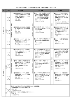 日本スポーツマネジメント学会第7回大会 一般研究発表スケジュール
