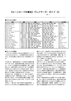 『ルーンロードの復活』プレイヤーズ・ガイド（2）