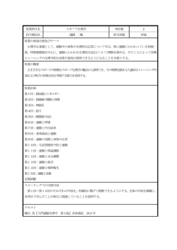 授業科目名 スポーツ生理学 単位数 2 担当教員名 瀧澤 一騎 担当形態