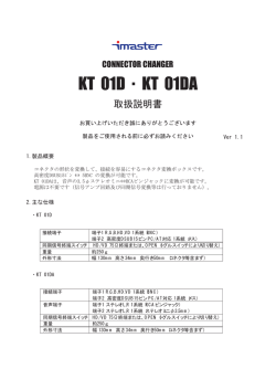 「KT 01D・KT 01DA」取扱説明書