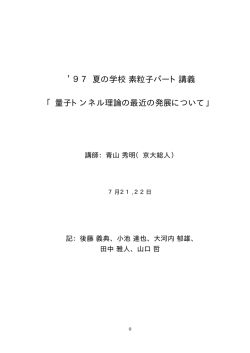 97夏の学校素粒子パート講義 「量子トンネル理論の最近の
