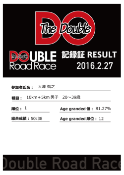 澤智之 10km＋5km 男   20〜39歳 1 50:38 81.27% 12