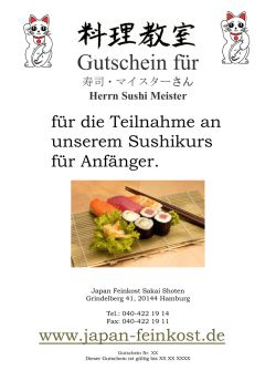 Gutschein f&uuml;r - Japan Feinkost