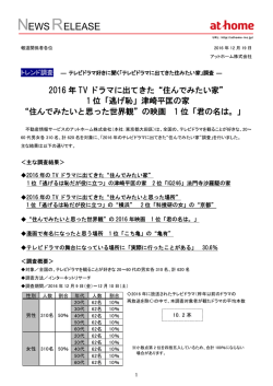 2016 年 TV ドラマに出てきた&ldquo;住んでみたい家&rdquo; 1 位「逃げ恥」津崎平匡の
