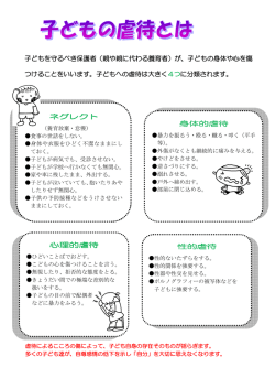 身体的虐待 ネグレクト 心理的虐待 性的虐待 子どもを守るべき保護者（親