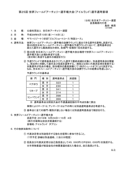 第25回 世界フィールドアーチェリー選手権大会（アイルランド）選手選考