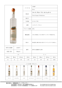 ＜ベルタ社 グラッパ＞ 輸入発売元 有限会社フードライナー メーカー名