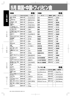 5月 韓国・中国・フィリピン曲