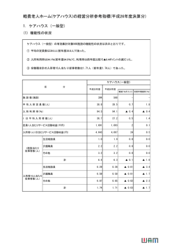 軽費老人ホーム(ケアハウス)の経営分析参考指標(平成26年度決算分)