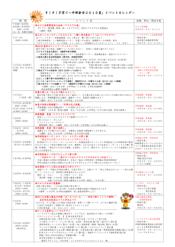 「すくすく子育て～中部倉吉2010夏」イベントカレンダー