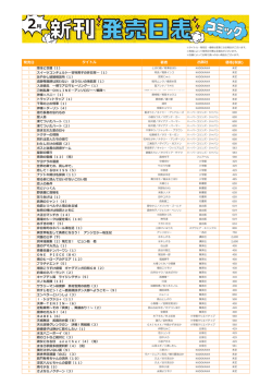 発売日 タイトル 著者 出版社 価格(税抜)