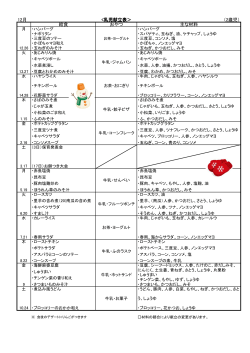 12月 <乳児献立表＞ （2歳児） 給食 おやつ 主な材料