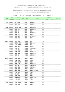 2017 栃木県スキー連盟・選手管理登録 〈 1次締切 〉