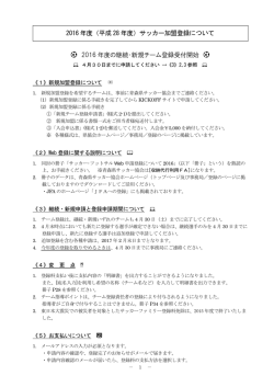 2016年度 サッカー加盟登録について