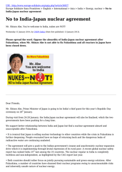 No to India-Japan nuclear agreement