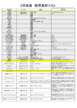 12月会食 使用食材リスト
