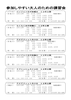 クラス名＞ エンジョイ水中体操 エンジョイ水中体操B 12年2期 ＜実 施