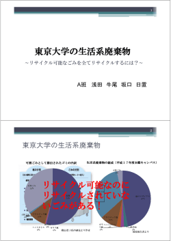東京大学の生活系廃棄物 リサイクル可能なのに リサイクルされていな い