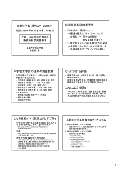 科学技術英語の重要性 本学理工学部の従来の英語教育 それに対する