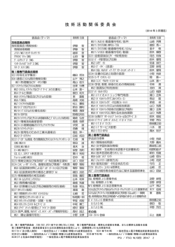 技術活動関係委員会一覧