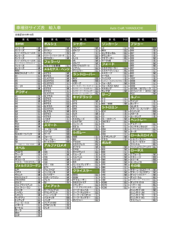車種別サイズ表 輸入車