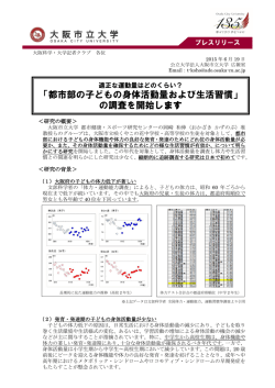 「都市部の子どもの身体活動量および生活習慣」 の調査
