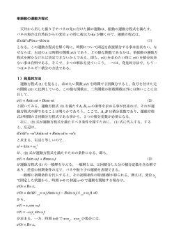 単振動の運動方程式 天井から吊した振り子やバネの先に付けた錘の