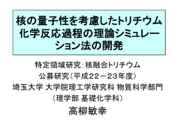 核の量子性を考慮したトリチウム 化学反応過程の理論シミュレー ション法